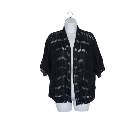 Nic & Zoe Special Edition Cardigan Black Sheer Short Sleeve Topper Size S/M - Picture 1 of 5